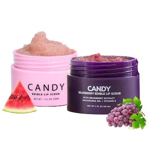 Minimo Candy Lip Exfoliator Scrub & Moisturizer - Lip Scrubber Exfoliator- Lip Brightening For Dark Lips Smoker| Removes Dead Skin from Dry Chapped Lips - Nourishes & Hydrates(1 oz) Pack Of 2