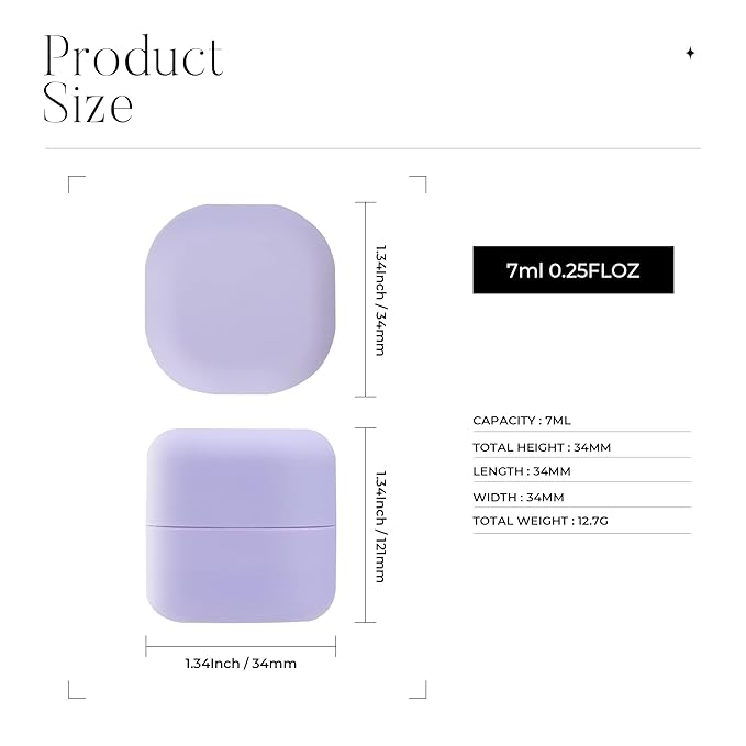0.25 oz（7g） Empty Lip Balm Square Containers Tubes Lipstick 12 Pieces for Make Natural Lip Balm Lip Care - DIY & BPA FREE (Purple)