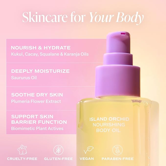 Saltair Body Oil. Luxurious Island Orchid After Shower and Bath Oil Moisturizer for Women. Botanical, Non-Greasy, and Well-Absorbing Lotion for Hydrating Dry Skin. 4oz Pump Bottle