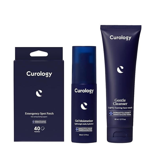 Curology Essentials Bundle, Emergency Spot Pimple Patches for Face, Gentle Facial Cleanser, and Lightweight Gel Face Moisturizer