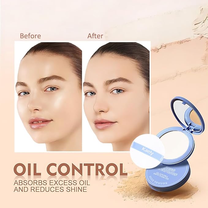 evpct Kaely Oil Control Pressed Face Powder, Get Smooth Flawless Fine Lines and Lightweight Finishing Foundation, Control Shine Long Lasting Waterproof Face Setting Powder Cosmetic, 13 White