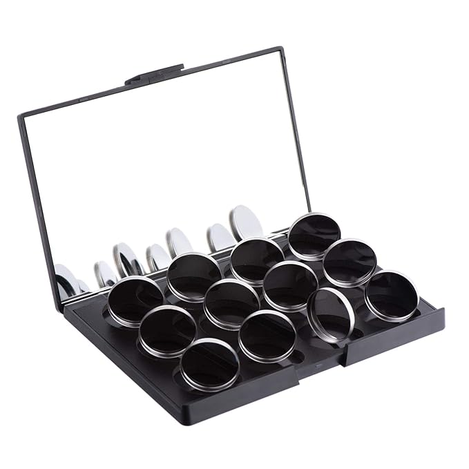 Empty Magnetic Eyeshadow Makeup Palette with Mirror and 12Pcs 26mm Round Metal Pans