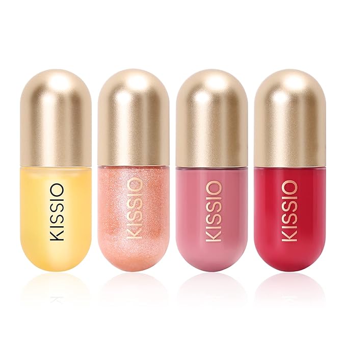 KISSIO Lip Plumper,Color Lip Plumper Gloss,Lip Enhancer,Plant Extracts Plumping Lip Serum,Moisturizing Lip Gloss for Fuller Lips and Hydrated Beauty Lips 5.5ml (02 Fig tea)