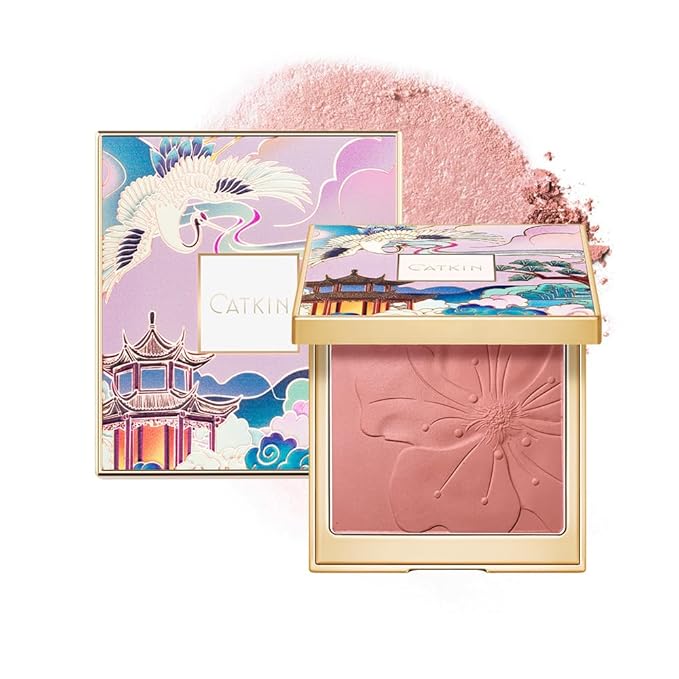 CATKIN Cheek Powder Blush Baked Pink Makeup Blusher Creamy Light Weight Long Lasting Natural Finish 10g (C07 Limerence)