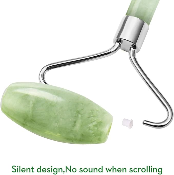 kimkoo Jade Roller and Gua Sha for Face-3 in 1 Kit with Facial Massager Tool,100% Real Natural Jade Stone Anti Aging,Face Beauty Set for Eye Anti-Wrinkle