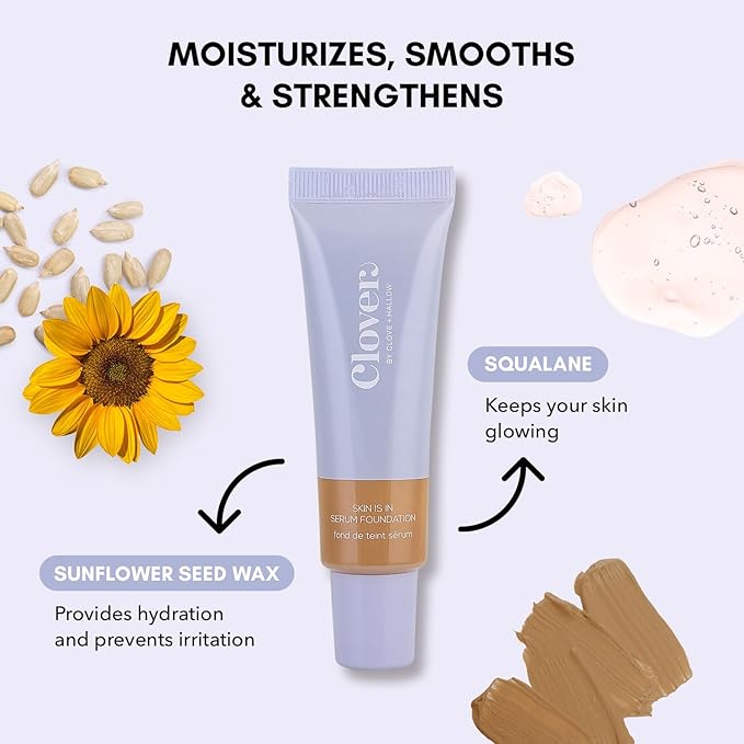 Clover Skin Is In Serum Foundation | Hydrating Face Serum, Lightweight Foundation, Cruelty-Free & Vegan | With Squalane And Sunflower Seed Wax | 30 ml - Shade 07 (Medium)