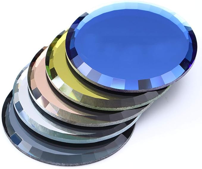 5Pcs Mirror Empty Nail Art Palettes Plate Round Glass Manicure Palette Nail Art Display Tray Board Holder Gel Polish Drawing Color Mixing Palette for Women Beauty Tool, Assorted Color