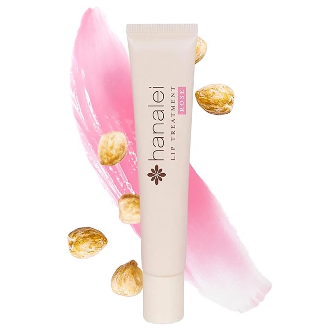 Hanalei Lip Treatment for Dry, Chapped Lips – Intensive Overnight Moisturizer with Kukui Oil, Shea Butter & Grapeseed Oil – Hydrating Balm for Healing Cracks – Rose Pink Tint, 15g – Cruelty-Free