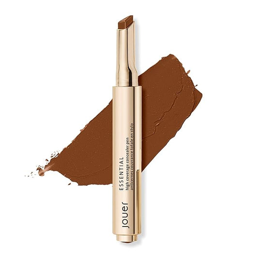 Jouer Essential High Coverage Concealer Pen - Under Eye Concealer for Dark Circles - Brightening Makeup for Eye Circles - Color Corrector Eye Primer with Hyaluronic Acid and Vitamin E