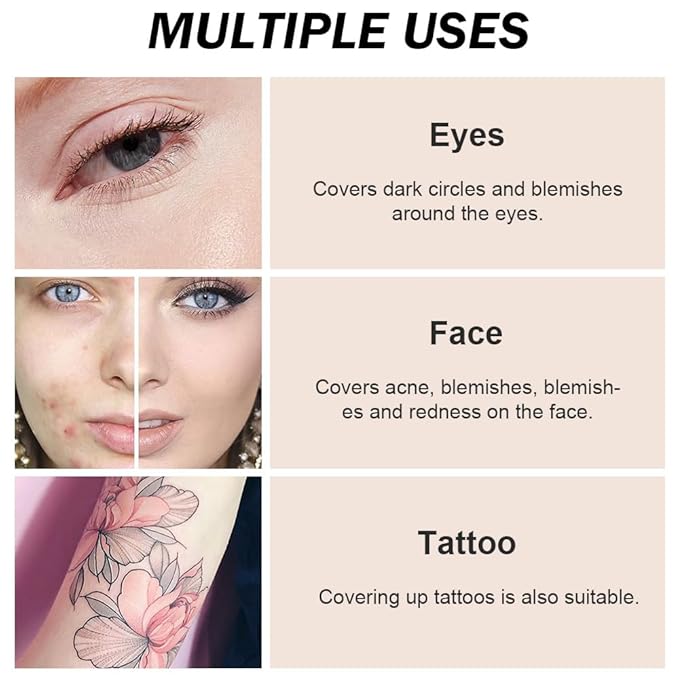 Kaely Pot Concealer Full Coverage Set,under Eye Brightener Concealer for Conceals Dark Circles,Waterproof Foundation Face Makeup Brush Kit,Color Correcting Concealer,Eye Ring corrector de ojeras 02