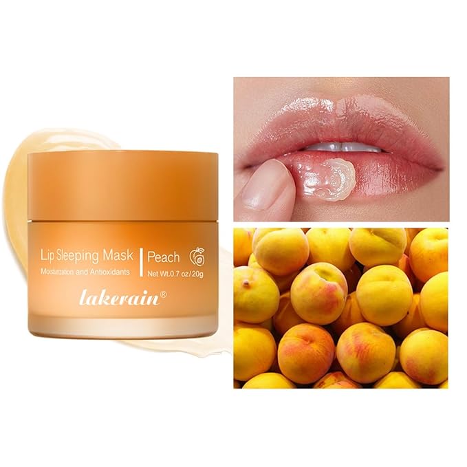 Hydrating Lip Sleeping Mask, Long Lasting Hydrating Night Lip Balms for Intensive Moisturizing and Care, Prevention Dry and Crack (PEACH) 0.7 OZ