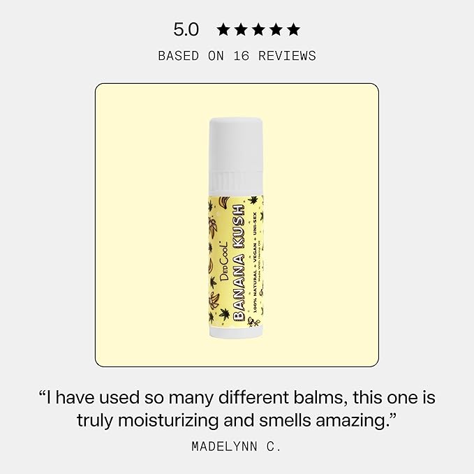DedCool Lip Balm Stick (Banana Kush) Jumbo, Vegan, Flavored, Coconut Oil Lip Balm, Long Lasting, Moisturization, Hydrates Dry & Chapped Lips, Vegan, Natural, Clean, Non-Toxic, Fragrance For All