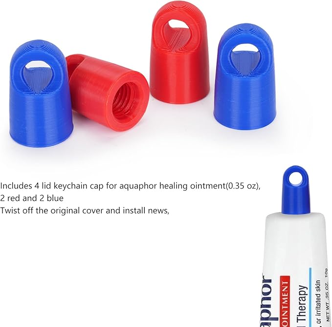 Keychain Cap For Aquaphor Healing Ointment 0.35 Ounce Tubes,4 Pack Portable Lid Cap Suitable For Travel And Outings