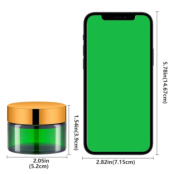 Lil Ray 1 oz Round Green Glass Jar with Inner Liners and Gold Lid (12pcs)