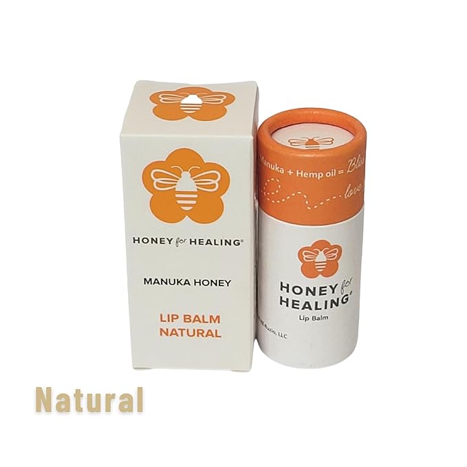 Lip Balm Moisturizer with Manuka Honey 15+ UMF, Coconut Oil, and Castor Oil For Chapped, Cracked, Dry Lips | Protects, Smoothes, and Nourishes your Lips | 0.25 oz / 7 gr. (Natural)