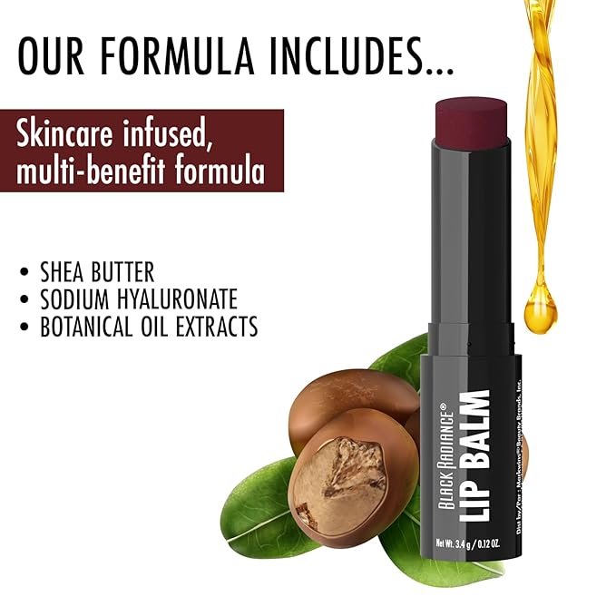 Black Radiance Beyond A Pout Plumping Lip Balm, Moisturizes & Conditions with a Blend of Botanical Oils & Hyaluronic Acid For a Glossy Finish, Vegan, Cruelty-Free - Luscious