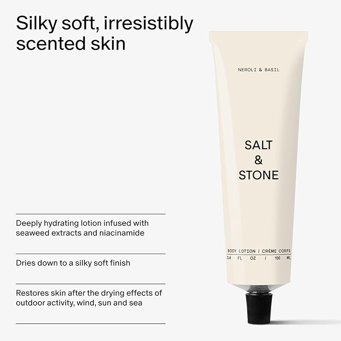 Salt & Stone Body Lotion for Women & Men| Scented Daily Body Lotion | Hydrates, Nourishes & Softens Skin | Restores Dry Skin | Fast-Absorbing | Cruelty-Free & Vegan (100 ml) (Neroli & Basil)