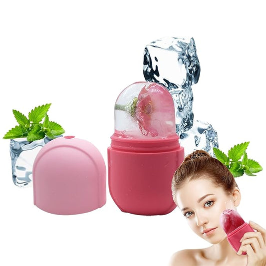 Ice Roller for Face and Eye, Ice face roller,Gua Sha Facial Tools, Facial ice roller, Skin Care Tools,Ice mold for face…(Pink-face)