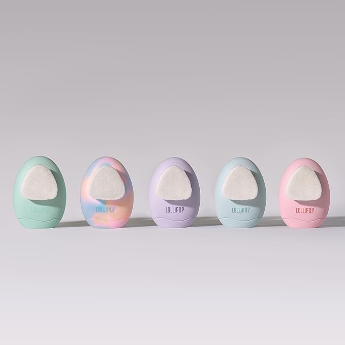 LOLLIPOP Dual-Sided Facial Cleansing Brush | Palm Size Silicone Face Exfoliator and Soft Fiber Cleanser | Manual Face Scrubber for Pores, Makeup Removal, Blackhead and Skincare Routine, Minty