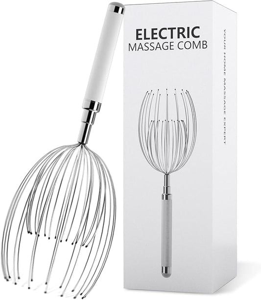 Head Massager Scalp, Electric Scalp Massager with 20 Metal Fingers – Head Scratcher & Hair Massage Tool, Waterproof Relaxation Device for Men and Women