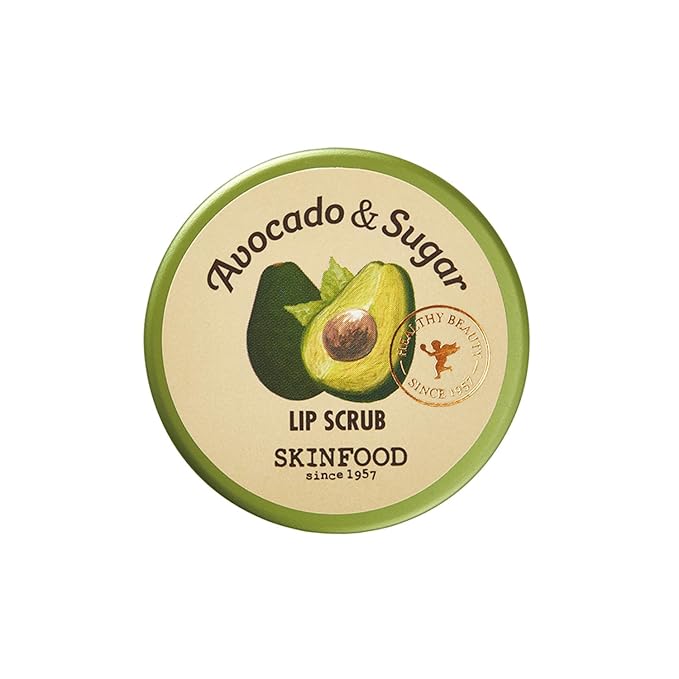 SKINFOOD Avocado Rich Lip Scrub 14g - Removes Dead Skin and Lip Nourishing & Moisturizing and Minerals, Soft Smooth Lips Scrub - Plump Lip Scrub - Dead Skin Lip Scrub for Smooth and Plump Lips