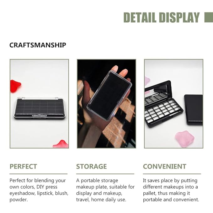 Empty Eyeshadow Palette Eyeshadow Makeup Palette Lipstick Container Makeup Empty Case for Blush Lipstick, 2Pcs 24 Grids