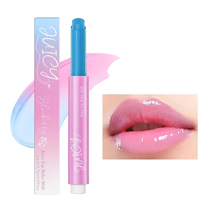 Juicy Lip Plump Shift, Click Melting Lip Balm Lasting Tint Hydrating & Nourishing Lip Care Moisturizer Glossy Color Changing Lip Gloss Non Sticky Lipstick Vegan Tinted Lip Balm (#5 Blueberry)