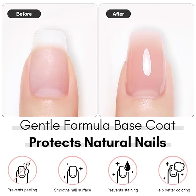 Makartt 3Pcs Builder Nail Gel with Top and Base Coat, Clear Gel Builder Kit for Nails Apex Building Thickening Strengthener Extension Rhinestone in a Bottle, UV Light Lamp Required