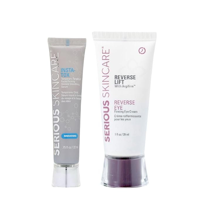 Serious Skincare INSTA-TOX Facial Firming Wrinkle Smoothing Serum and Reverse Lift Firming Eye Cream Set - Filler for Fine Lines, Deep Wrinkles and Pores - Temporary Eye Tightener