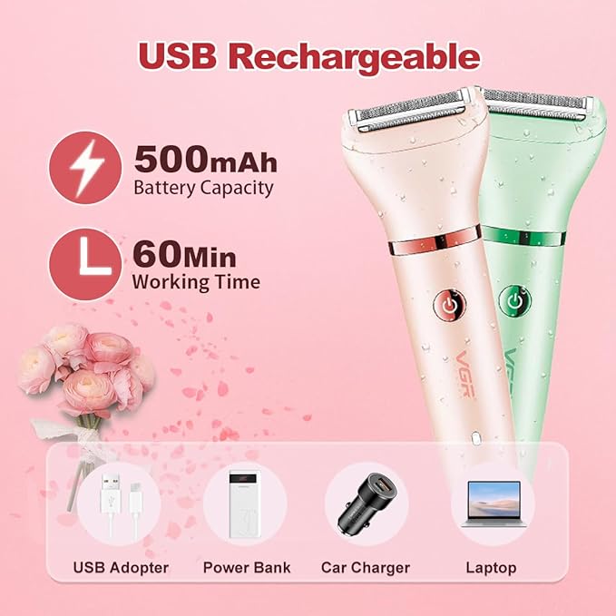 Electric Razor for Women,3 in 1 Shaver Hair Remover for Women Face,Wet & Dry Painless Shaver Bikini Trimmer for Face,Legs and Underarm (Pink)