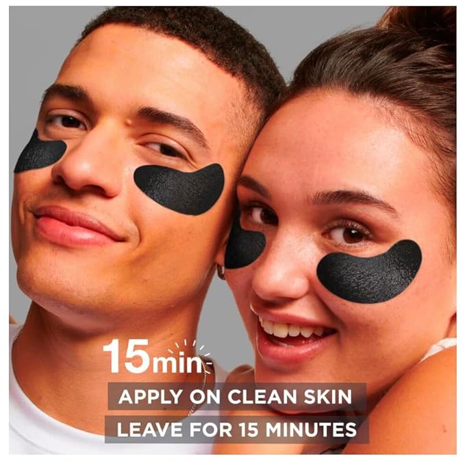 Garnier Charcoal Caffeine Depuffing Anti-Eye Bags Sheet Eye Mask (6 COUNT)