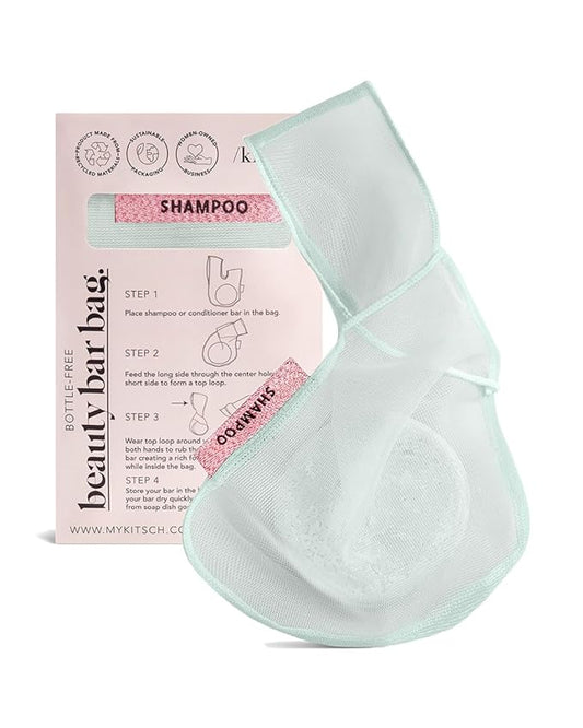 Kitsch Bar Soap Saver Bag - Soap Dish and Soap Holder for Shampoo Bar, Conditioner & Body Wash – Recycled Mesh Beauty Bar Soap Pouch, Eco-Friendly, Patented Bag - Mint