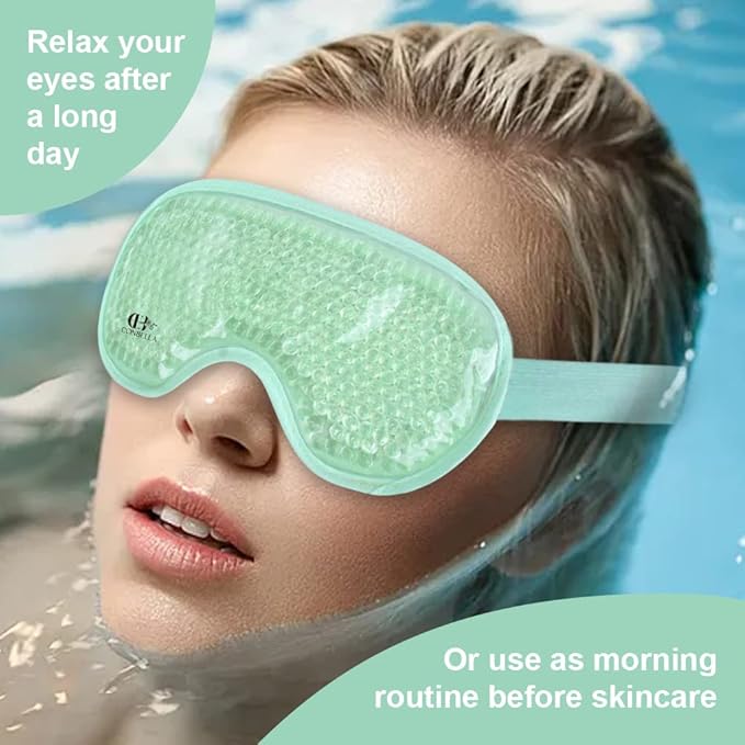Cooling Eye Mask Gel Eye Mask Reusable Cold Eye Mask for Puffy Eyes, Eye Ice Pack Eye Mask with Soft Plush Backing for Dark Circles, Migraine, Stress Relief