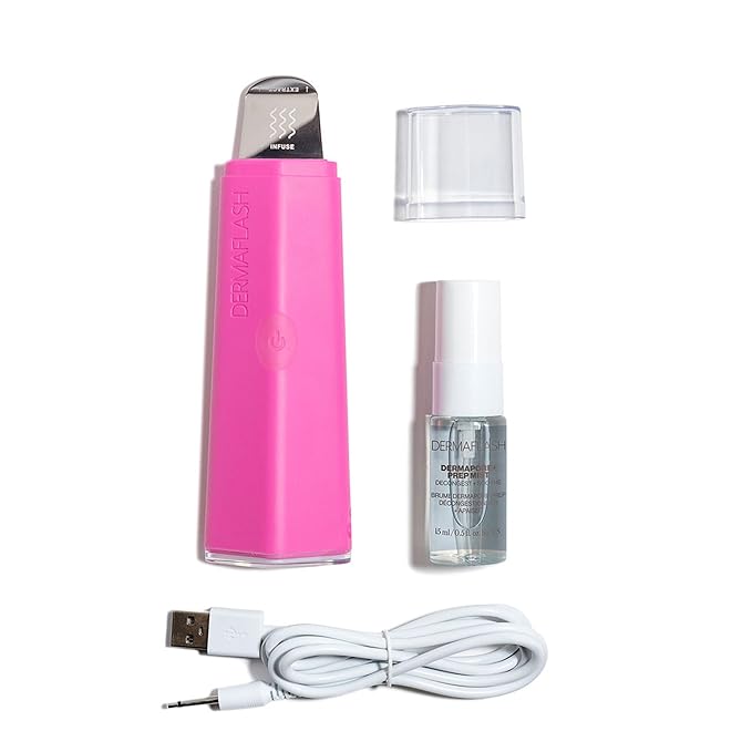 DERMAFLASH DERMAPORE+™ Ultrasonic 2-in-1 Pore Extractor and Serum Infuser, Pop Pink