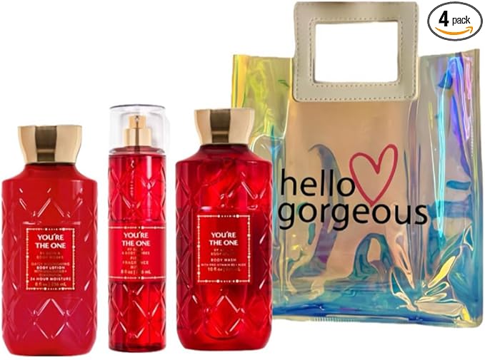 Bath & Body Works - 3 Piece Bundle - Spray - Body Lotion - Shower Gel - Full Size and Gift Bag HELLO GORGEOUS (You're The One)
