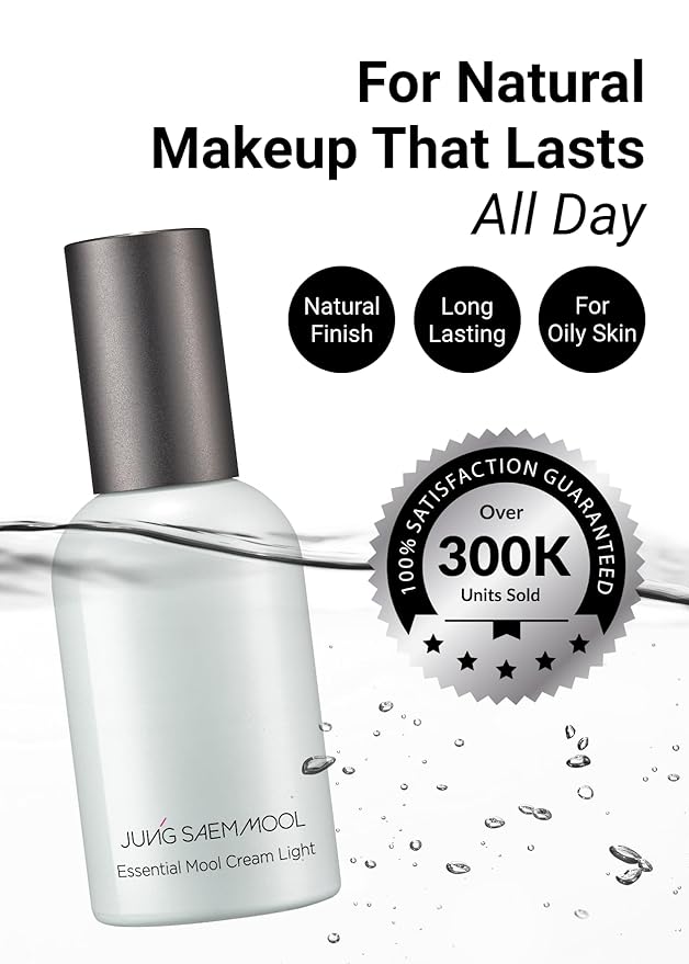 JUNG SAEM MOOL Essential Mool Cream Light 1.7 Fl Oz, Hydrating Water Cream with Ceramide and Centella, Perfect Prep Step Before Cushion Foundation for Smooth, Radiant Finish, Korean Skincare