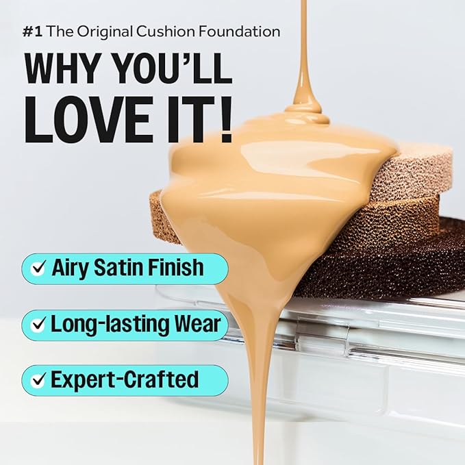 CLIO Kill Cover Founwear Cushion The Original – 20 Shades, Buildable Light to Medium Coverage, Natural Finish, Korean Makeup Foundation, Long-Lasting Skin Fit, 30N LATTE