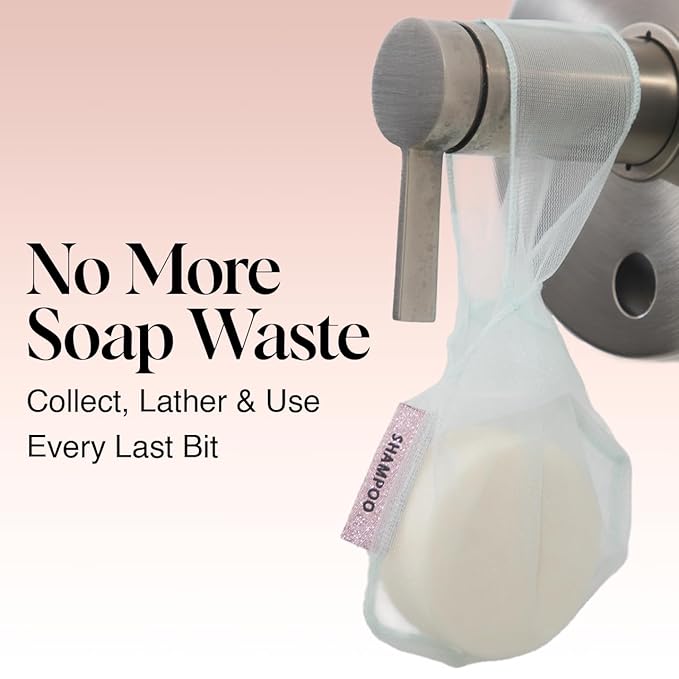 Kitsch Bar Soap Saver Bag - Soap Dish and Soap Holder for Shampoo Bar, Conditioner & Body Wash – Recycled Mesh Beauty Bar Soap Pouch, Eco-Friendly, Patented Bag - Mint