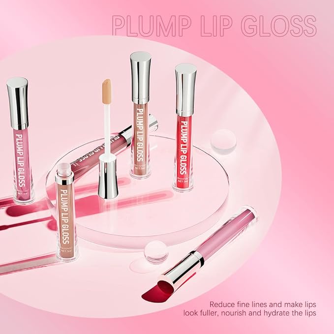 ibcccndc Lip Plumper gloss,Natural Lip Plumper,High Shine Lip Plumper,Lip Enhancer for Fuller,Sexy Lip Gloss,Shiny Lip Gloss For Girls and Women (3)