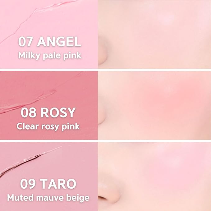 BBIA Ready To Wear Downy Cheek Cream Blush 8 Color - Creamy Blendable & Buildable Blush Dewy Texture & Matte Finish High Pigment Longlasting Lightweight Natural Face Makeup, 0.12oz (09 DOWNY TARO)