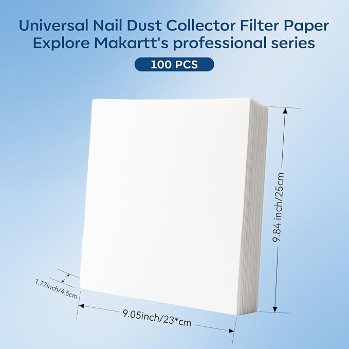 Makartt Nail Dust Collector Filter Paper – 100 Sheets Disposable Nail Dust Filters for Nail Dust Collector Machines, Nail Vacuum Dust Collector Nail Salon Supplies & Accessories White