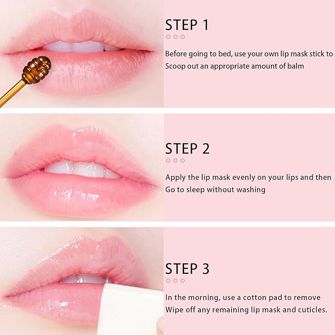 Bee Lip Balm Honey Pot, Strawberry & Honey Moisturizing Propolis Lip Mask, Hydrating & Prevention Dry and Cracked Lip Scrubs Exfoliator, Reduces Lip Lines (Green)