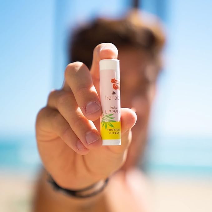 Hanalei Lip Balm and Moisturizer - Natural Kukui Oil and Beeswax Lip Moisturizer to Hydrate and Replenish Dry, Chapped Lips - Made in USA - Tropical Citrus