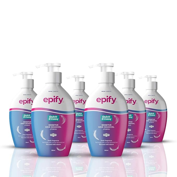 Epify Intimate Hair Removal Cream for Men and Women - Pubic, Bikini & Sensitive Areas (Pack of 6)