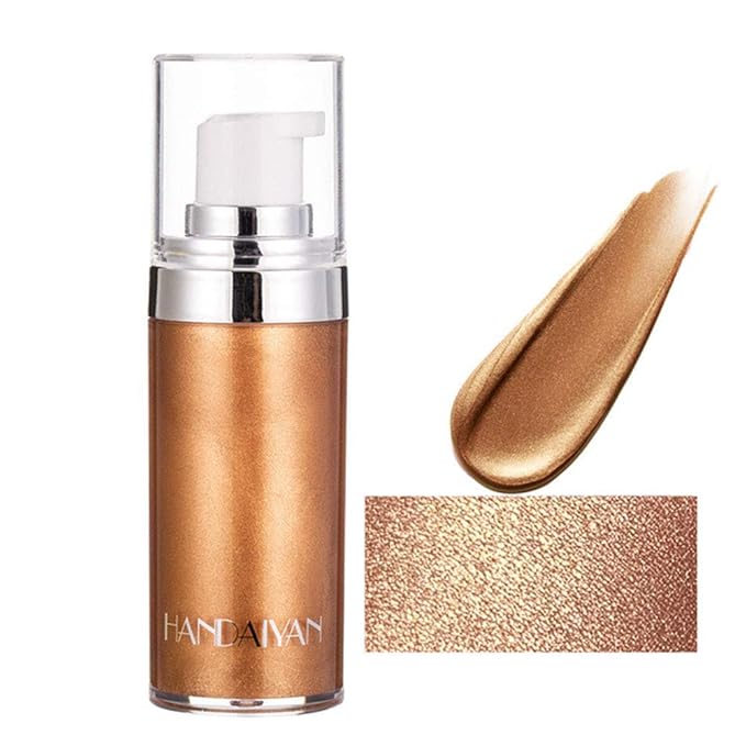 Body Face Luminizer Highlighter Cream Spray Liquid Bronzer Illuminator Glow Glistening Makeup Foundation (#3 Bronze Gold)
