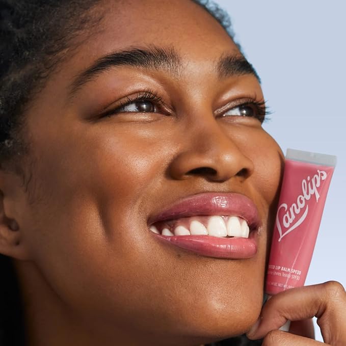 Lanolips Tinted Balm, Rhubarb - Moisturizing Lip Tint with Lanolin and Gloss for Shiny, Hydrated Lips - Hydrating Lip Balm for Dry Lips (12.5g / 0.44oz)