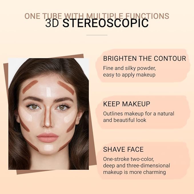 evpct 2In1 Cream Contour Stick Contouring Concealer Sticks Makeup Face Cream Kit for Beginners Creamy Contour and Highlight Stick contorno base de maquillaje para mujer en oferta 01 Ivory & Brown