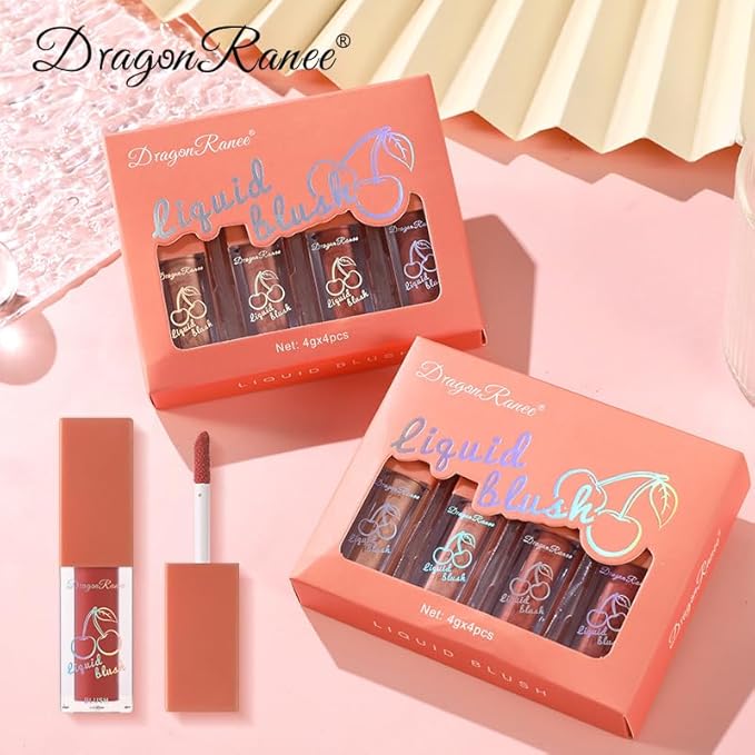Liquid Blush 4Pcs Set Makeup for Cheeks Matte Finish Soft Cream, Flushed Cheeks, Vegan & Cruelty-free,Long-Wearing, Smudge Proof, Natural-Looking