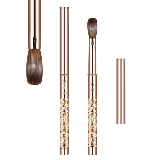 Acrylic Nail Brush Size 12,KEMEISI 100% Pure Kolinsky Nail Art Brushes Sturdy Handle Oval Shaped Acrylic Powder Nail Design Tools for Professional Manicure DIY Home Salon (Gold)