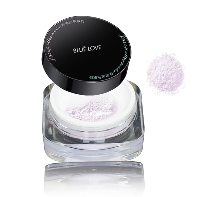 BLUE LOVE Setting Powder Makeup for Oily Skin, Oil Control Smooth Face Makeup Powder Foundation, Waterproof Setting Powder Compact, Oil Control Face Pressed Loose Powder(Purple)